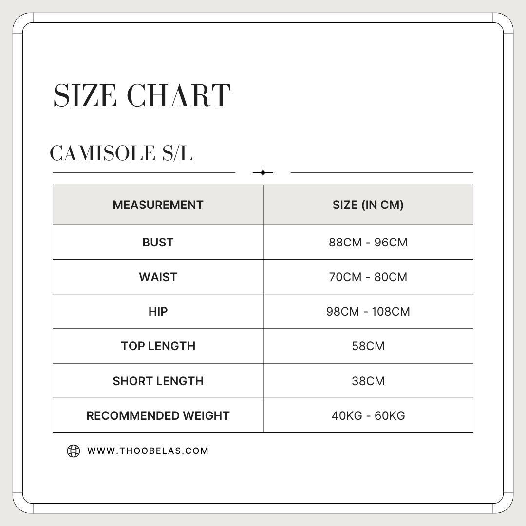 SIZE CHART CAMISOLE