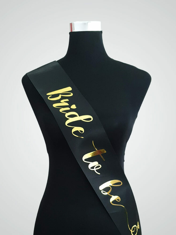 Bride To Be Satin Sash - Black + Gold