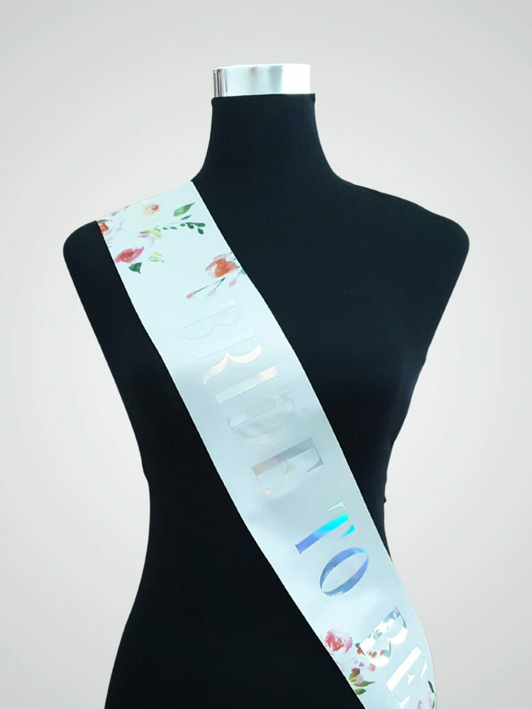 Bride To Be Floral Sash - Silver