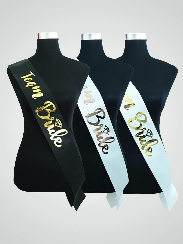 1. Team Bride Satin Sash, Hen Party Sash