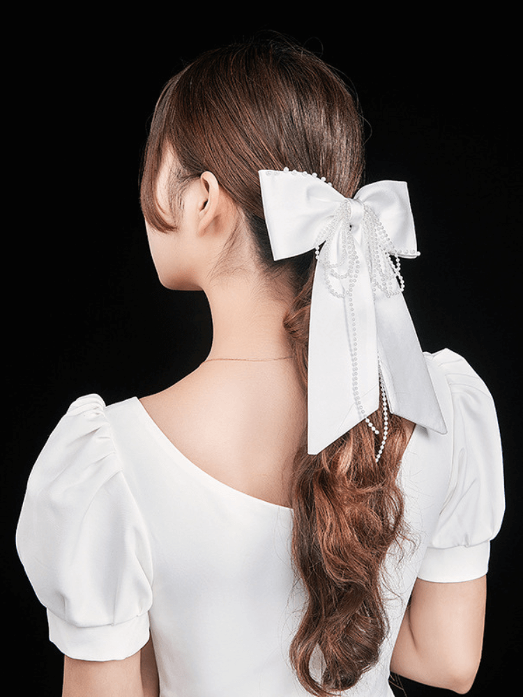 Pearl Bow Hair Clip, ROM Wedding Hair Accessories (1)