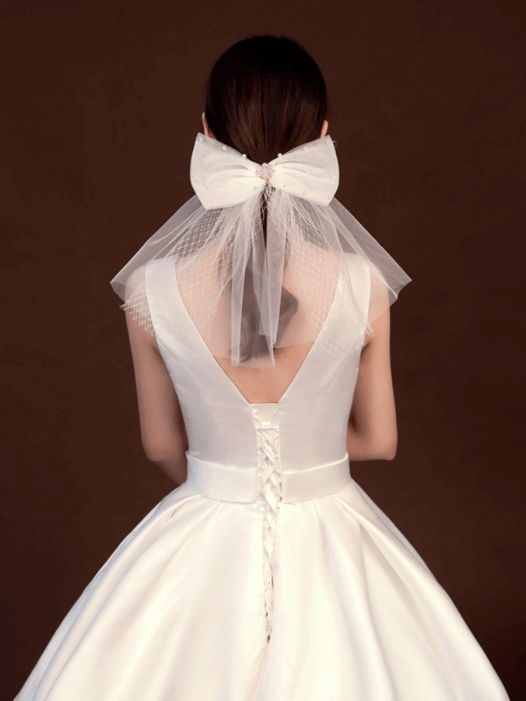 Tulle Bow Veil, ROM Wedding Veil (1)