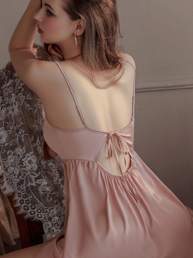 Leyla Silk Babydoll Dress - Rose Gold (2)