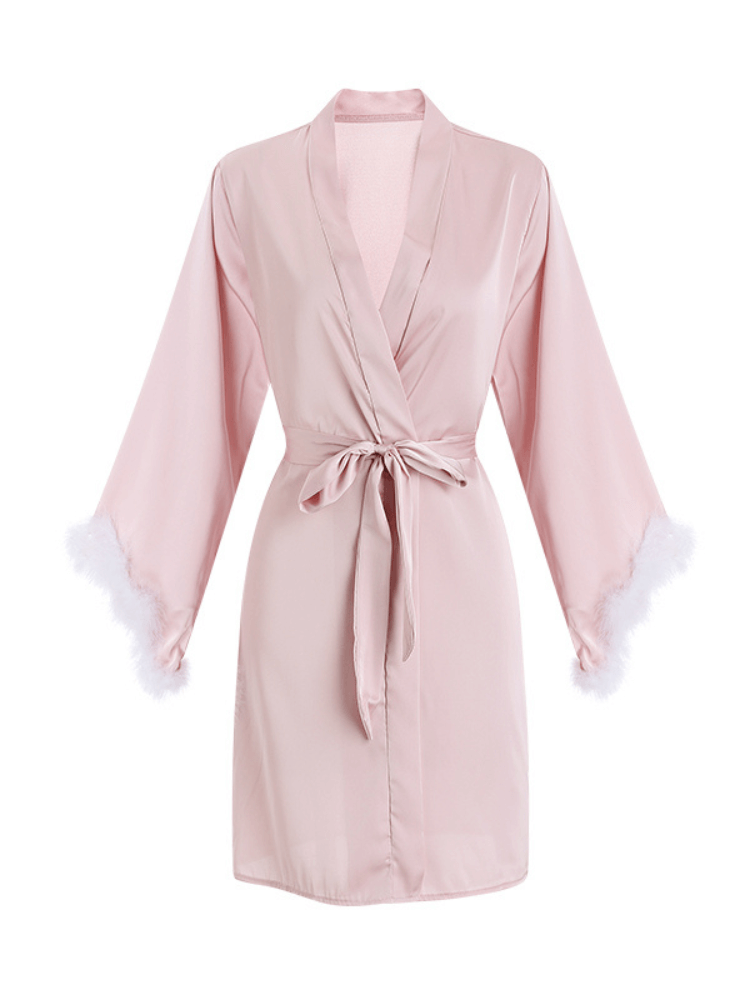 Kelsee Fur Trim Robe Set - Pink (7)