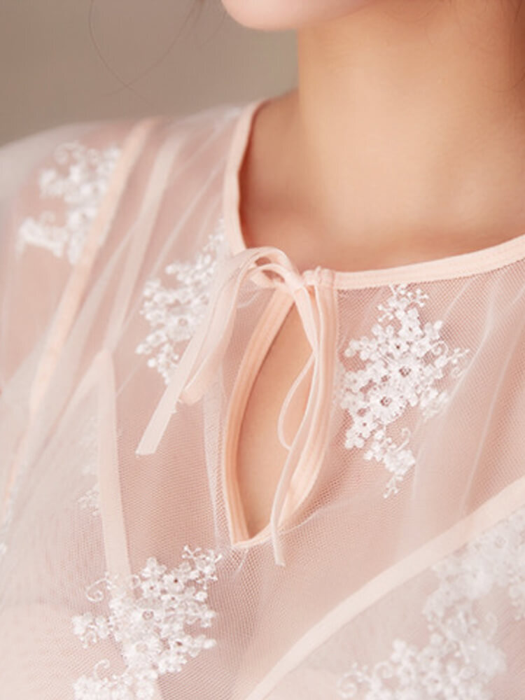 Haylee Embroidery Sheer Bikini - White (9)