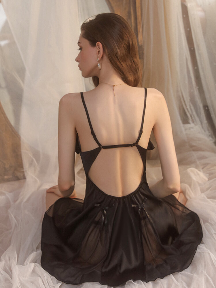 Sexy Nightdress with Bra Pads - Black (3)