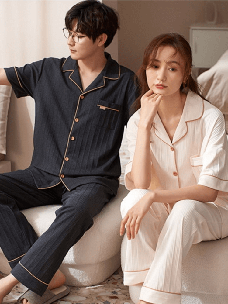 Couple Pyjamas Set, Cotton Pyjamas Shirt & Trouser (2)