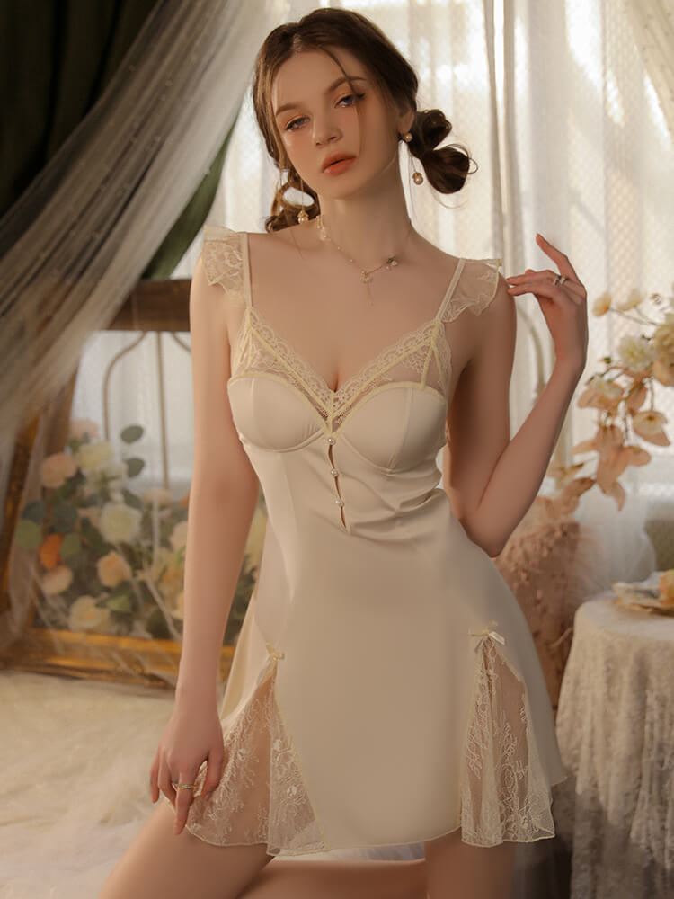 Amelia Nightdress with Back Closure - Champagne (1)