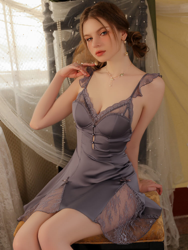 Amelia Nightdress with Back Closure - Grey (1)