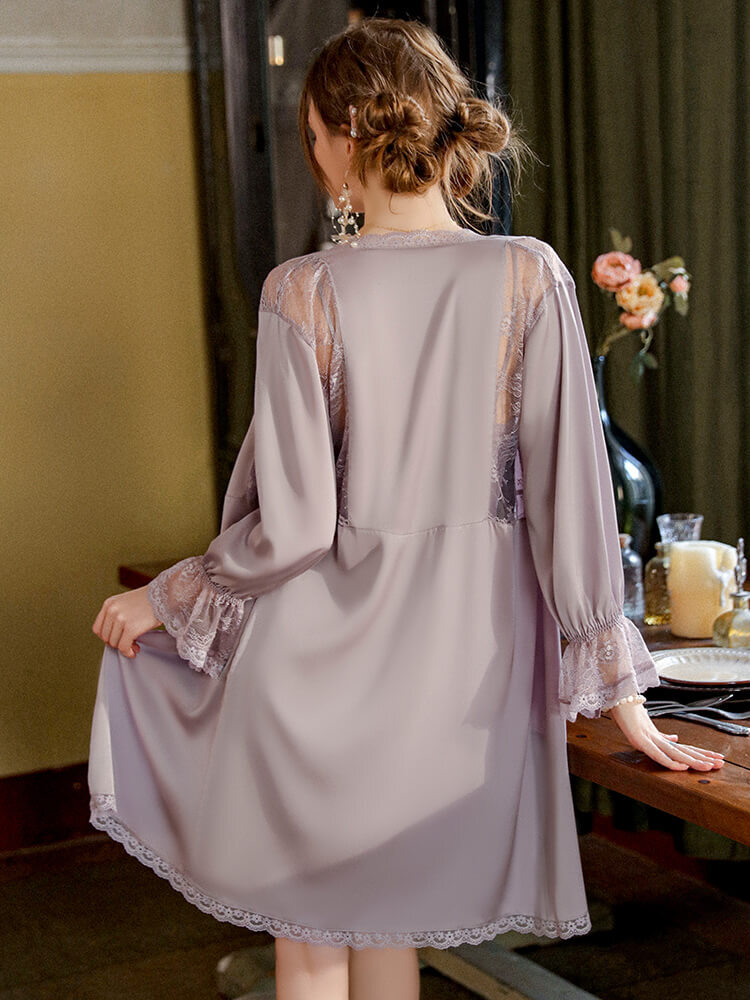 Seren Silk Lingerie with Robe - Purple (2)