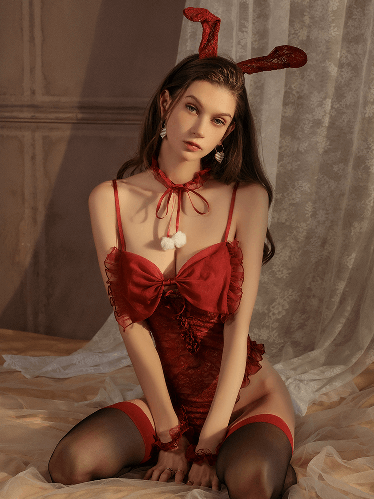 Sexy Bunny Girl Costume - Red (3)