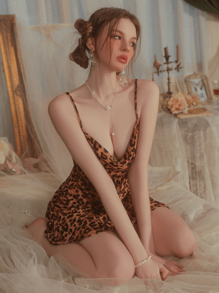Sexy Leopard Nightdress, Leopard Lingerie Dress (4)