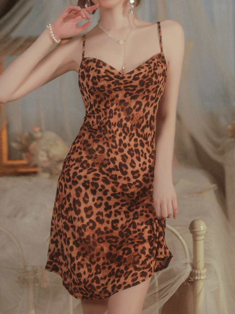 Sexy Leopard Nightdress, Leopard Lingerie Dress (5)