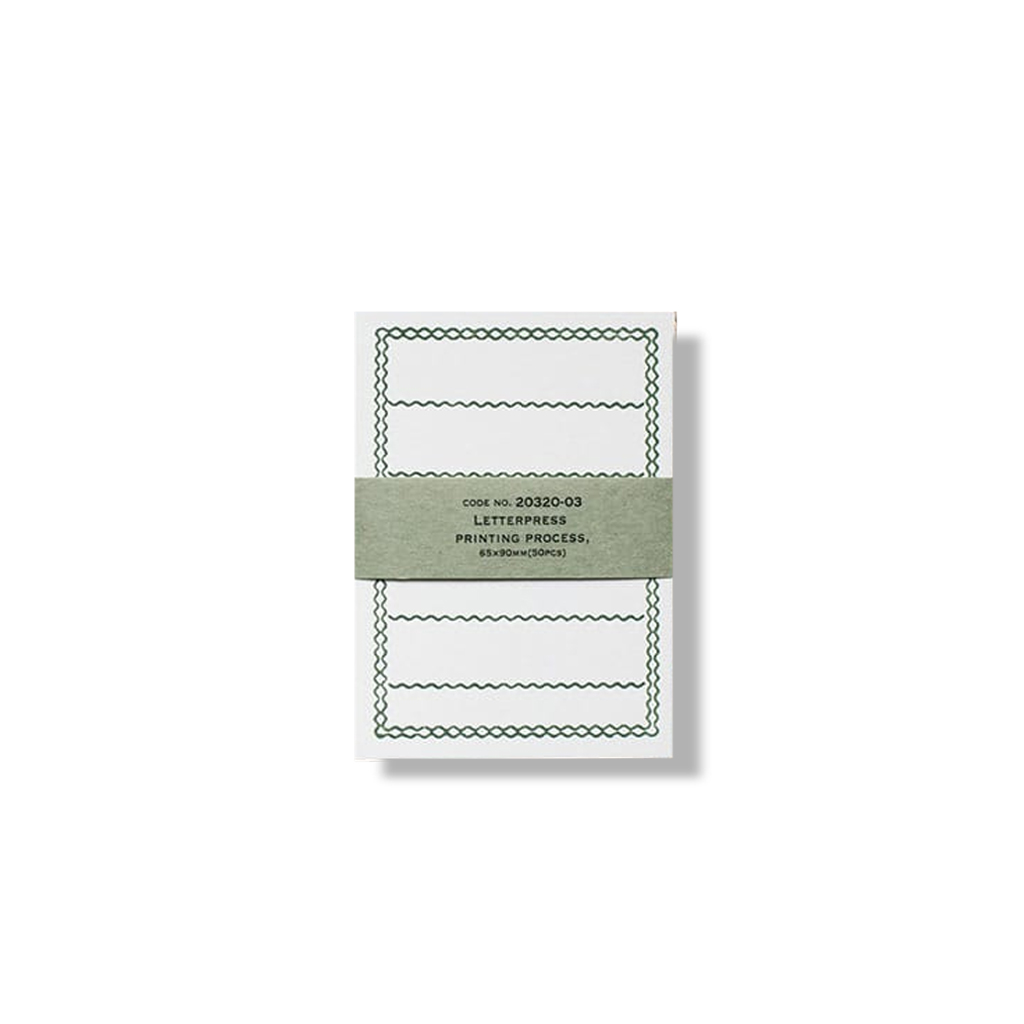 倉敷意匠_凸版印刷_標籤卡50入_綠花邊(65×90mm)20320-03