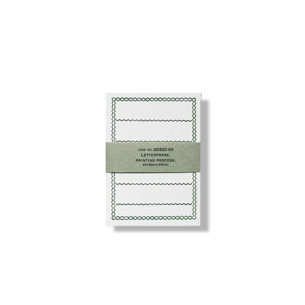倉敷意匠_凸版印刷_標籤卡50入_綠花邊(65×90mm)20320-03