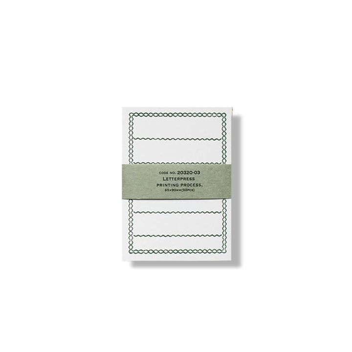 倉敷意匠_凸版印刷_標籤卡50入_綠花邊(65×90mm)20320-03