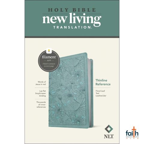malaysia-online-christian-bookstore-faith-book-store-english-holy-bible-new-living-translation-nlt-thinline-reference-floral-leaf-teal-leatherlike-red-letter-filament-enabled-tyndale-9781496459176-1