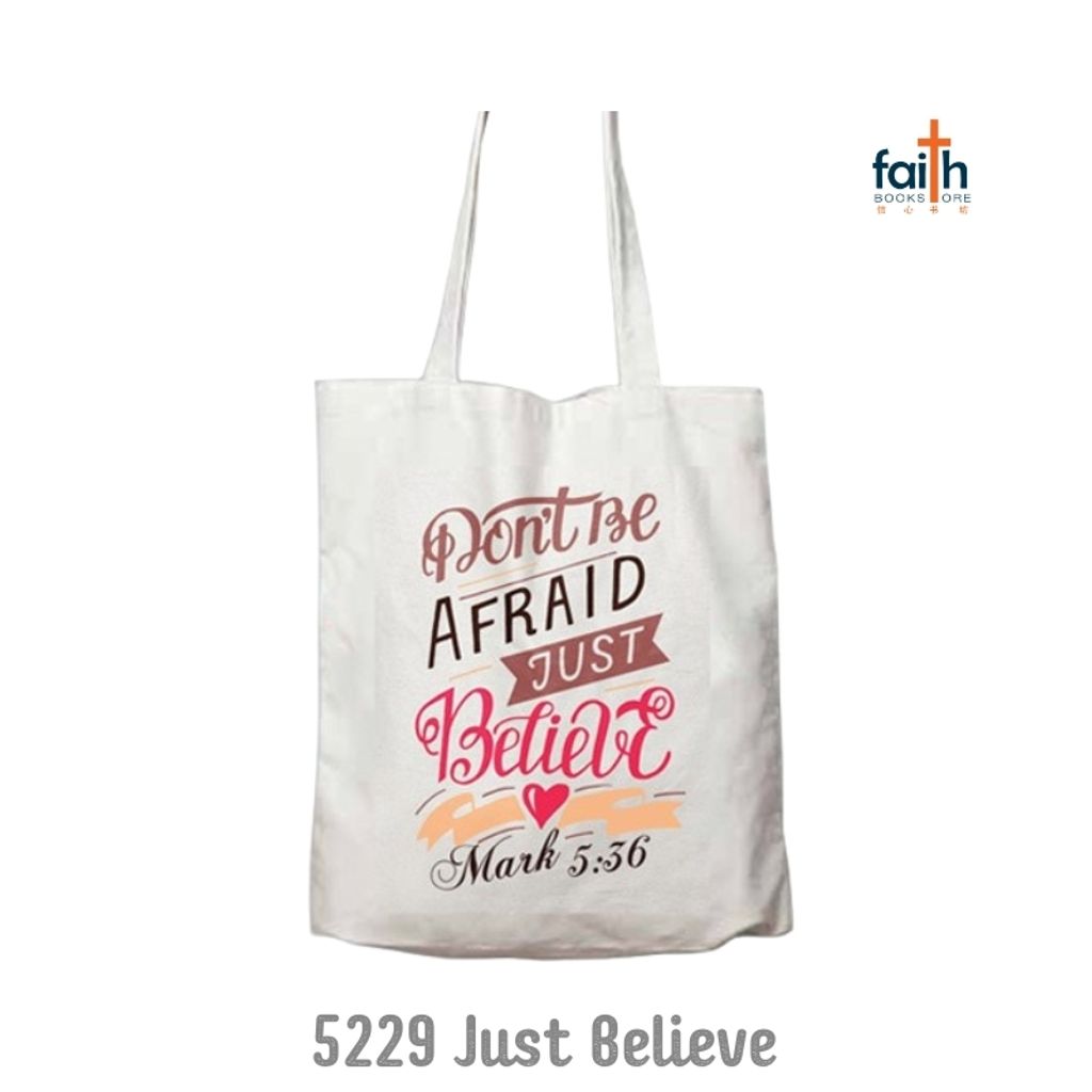 malaysia-online-christian-bookstore-faith-book-store-christian-canvas-tote-bag-white-with-bible-verses-elim-art-GECB-5229-SM-don't-be-afraid-just-believe-mark-5-36