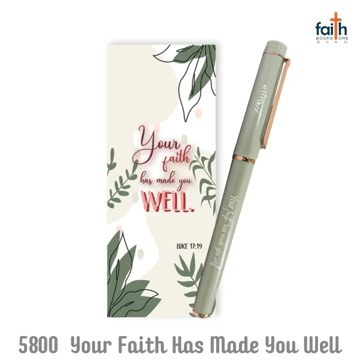 malaysia-online-christian-bookstore-faith-book-store-gel-pen-with-bookmark-gift-set-with-scripture-bible-verse-green-pen-black-ink-0.5mm-elim-art-GEBP-5800-AM-your-faith-has-made-you-well-luke-17-19