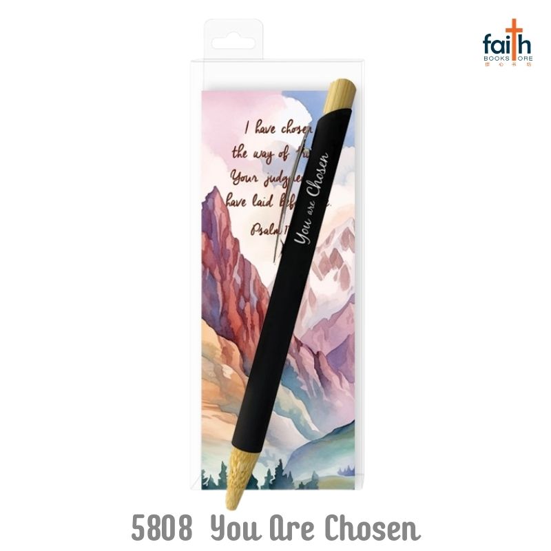 malaysia-online-christian-bookstore-faith-book-store-gel-pen-with-bookmark-gift-set-with-scripture-bible-verse-metal-with-bamboo-gel-pen-black-ink-0.5mm-elim-art-GEBP-5808-AM-you-are-chosen