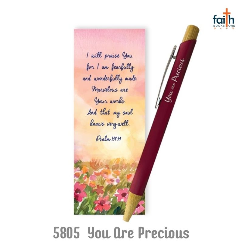 malaysia-online-christian-bookstore-faith-book-store-gel-pen-with-bookmark-gift-set-with-scripture-bible-verse-metal-with-bamboo-gel-pen-black-ink-0.5mm-elim-art-GEBP-5805-AM-you-are-precious