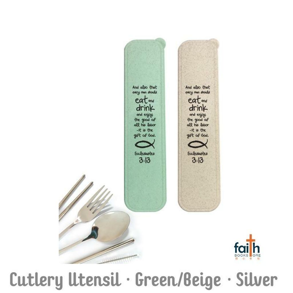 malaysia-online-christian-bookstore-faith-book-store-cutlery-utensil-Ichtus-green-beige-silver-800x800