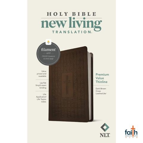 malaysia-online-christian-bookstore-faith-book-store-english-bible-NLT-new-living-translation-premium-value-thinline-dark-brown-cross-leatherlike-9781496458063-1
