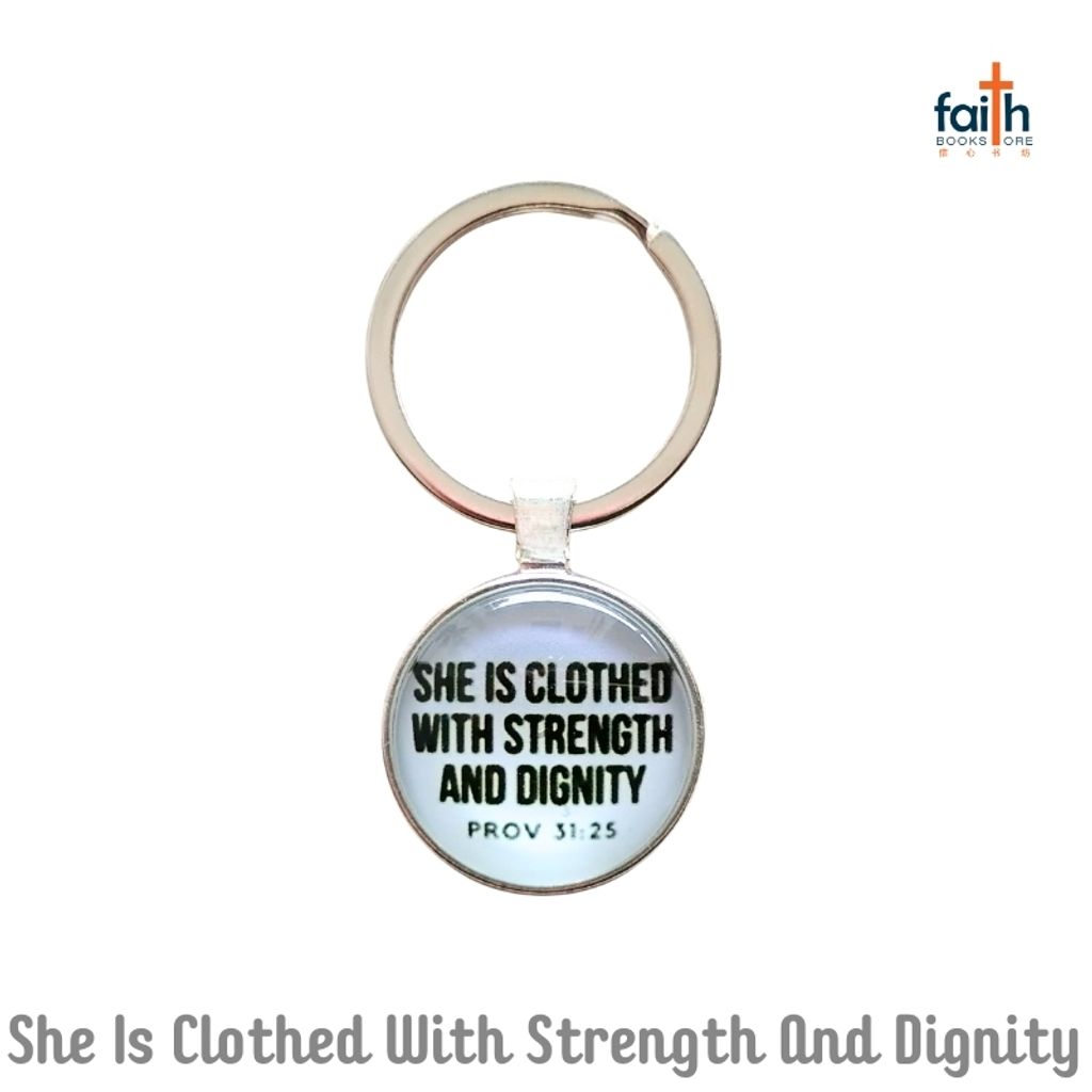 malaysia-online-christian-bookstore-faith-book-store-stainless-steel-round-keychain-bible-verse-china-she-is-clothed-with-strength-and-dignity-800x800