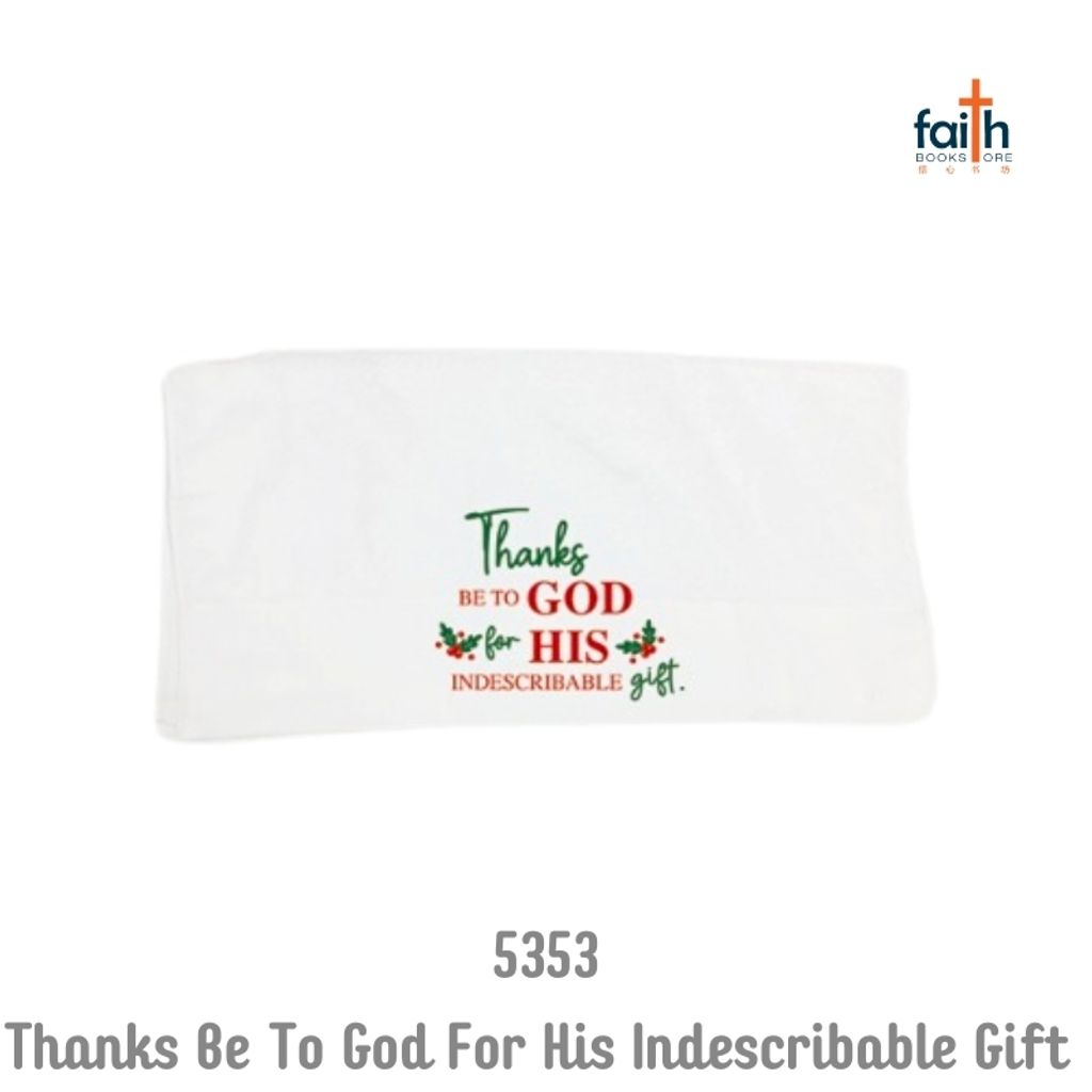 malaysia-online-christian-bookstore-faith-book-store-towels-white-100%-cotton-small-32-x-32-cm-face-towel-elim-art-GEFT-5353-SM-thanks-be-to-god-for-his-indescribable-gift-800x800