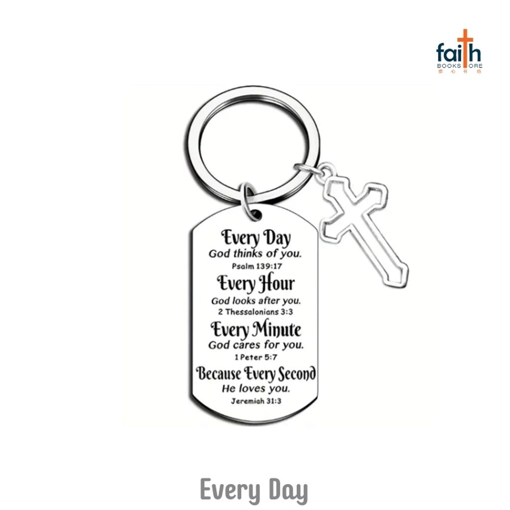 malaysia-online-christian-bookstore-faith-book-store-stainless-steel-scripture-tag-keychain-with-cross-pendant-经文-牌-不锈钢-钥匙-扣-bible-verse-plate-cross-keychains-favor-bookstore-every-day
