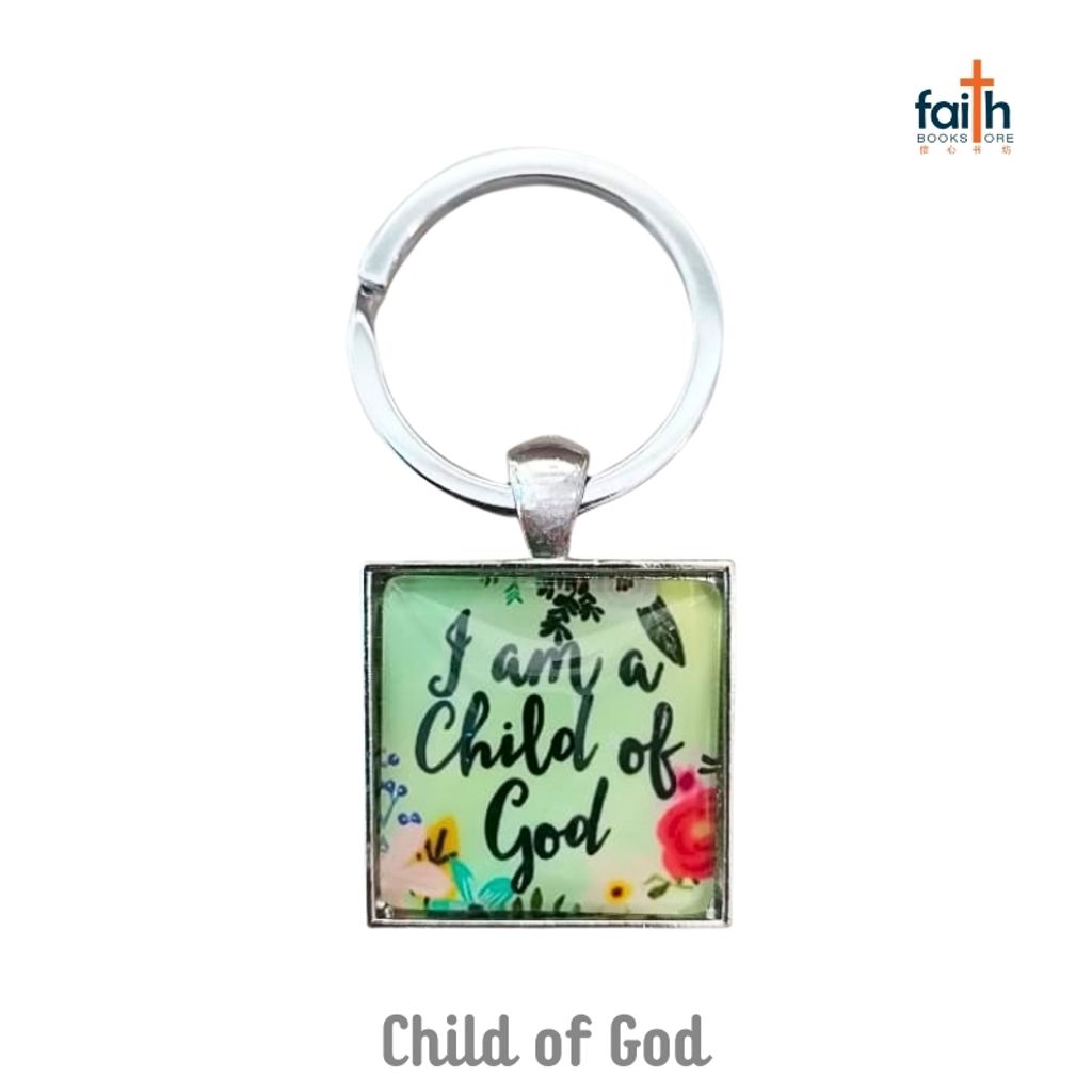 malaysia-online-christian-bookstore-faith-book-store-timeless-gem-square-keychain-english-bible-verse-scripture-metal-epoxy-keychains-时光-宝石-方形-钥匙-扣-favor-bookstore-i-am-a-child-of-god