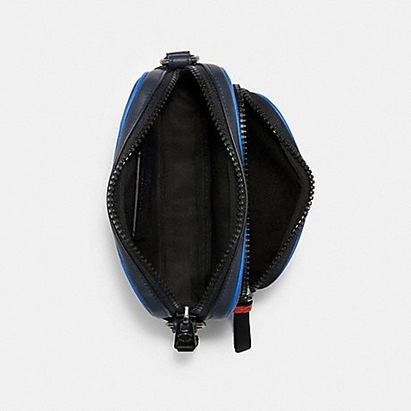 mini edge double pouch crossbody in colorblock with coach patch