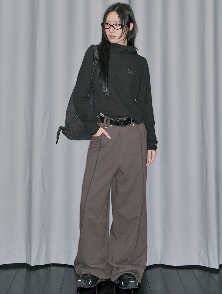 Cover Stitch Belt Wide Sweat Pants_db