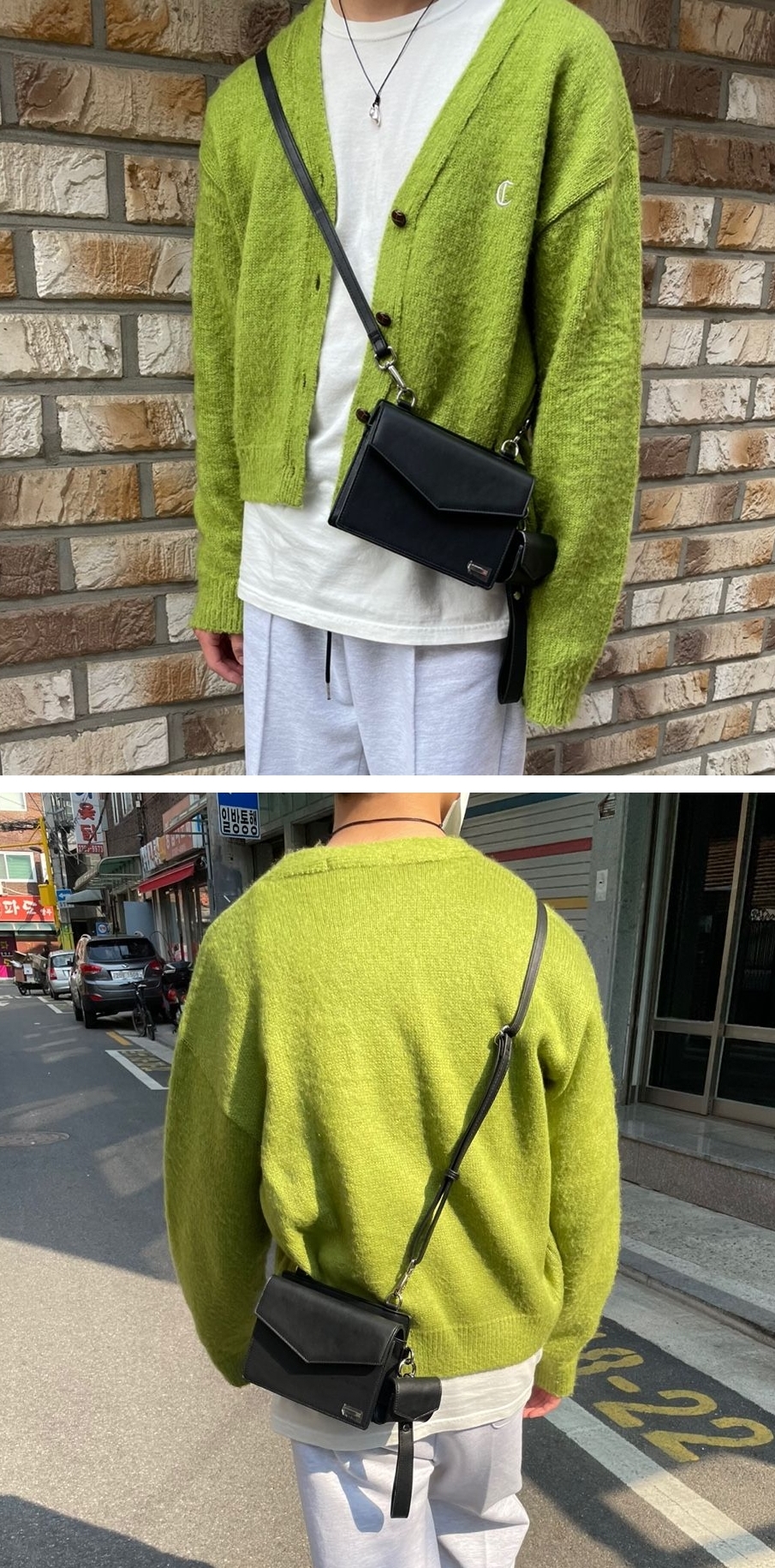 SSY Width Square Leather Minimal 皮革側背小包(黑) – zerone