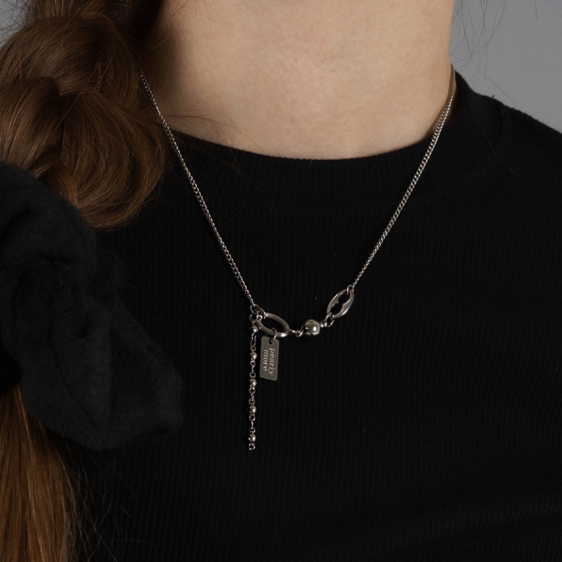 ★PEARLY MORE★ Drop Chain Magnet Necklace PEARLY MORE Magnet Chain Drop 項鍊(銀) – zerone