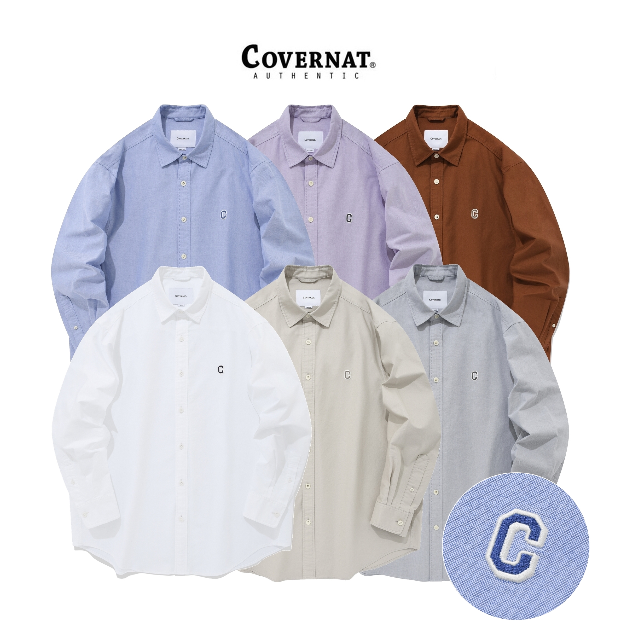 COVERNAT■Authentic C Gradient Long Sleeve ■送料込 COVERNAT C Logo Oxford 刺繡長袖襯衫(六色) – zerone