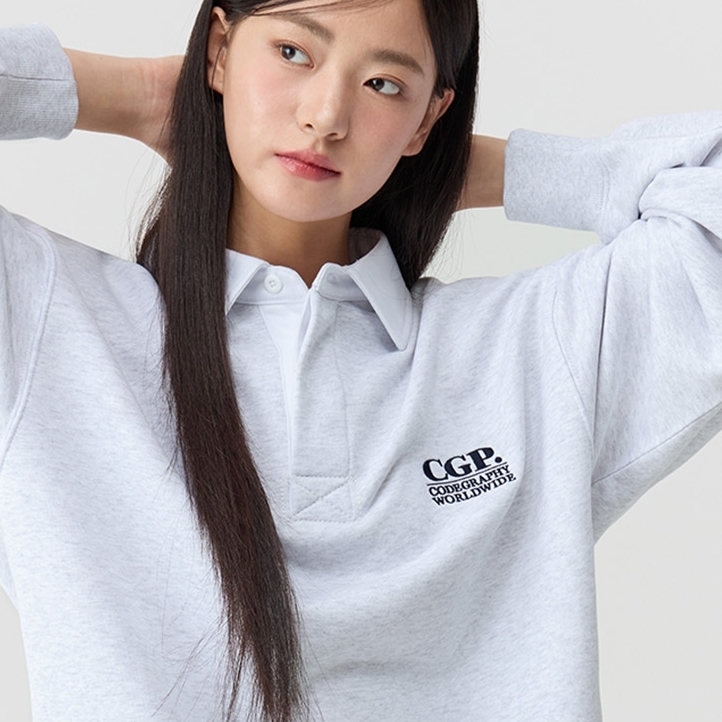 【 codegraphy 】SMALL SQUARE LOGO LONG SLIVE CODE:GRAPHY Small Square Logo 領子大學T (兩色) – zerone