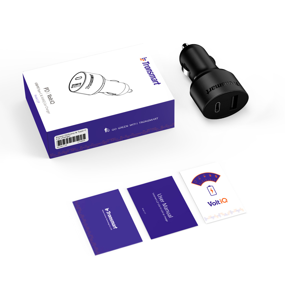 Tronsmart C2P USB C Dual Port Car Charger with Power Delivery (42W) Tronsmart C2P USB C Dual Port Car Charger with Power Delivery (42W)