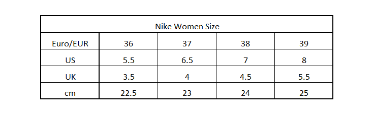 nike basketball shoes size chart