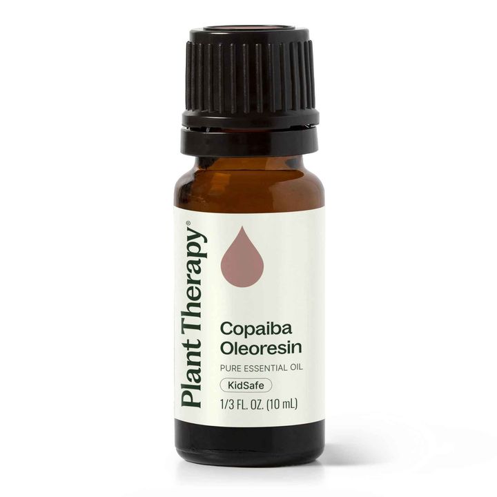 Plant Therapy Copaiba Oleoresin essential oil bottle, 100% pure natural copaiba oil for calming, soothing, and skin support aromatherapy