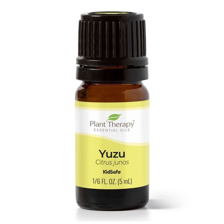 Plant Therapy Yuzu Essential Oil bottle with bright, zesty citrus aroma