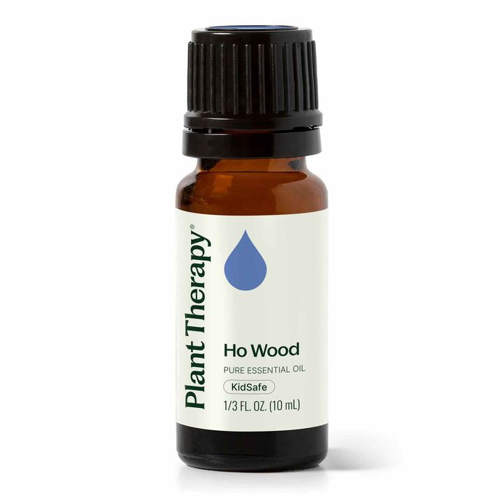 Plant Therapy Ho Wood Essential Oil bottle with soft woody floral aroma