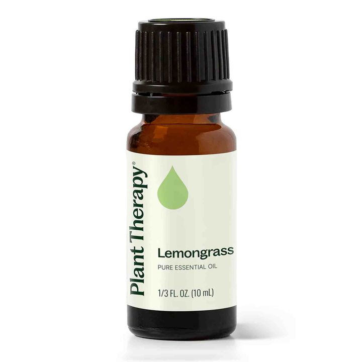 Plant Therapy Lemongrass Essential Oil bottle with fresh lemony aroma