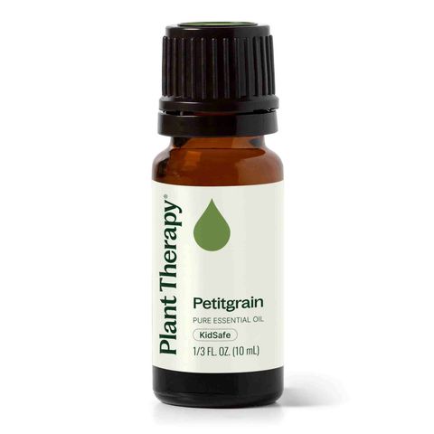 Plant Therapy Petitgrain Essential Oil bottle with fresh green woody aroma