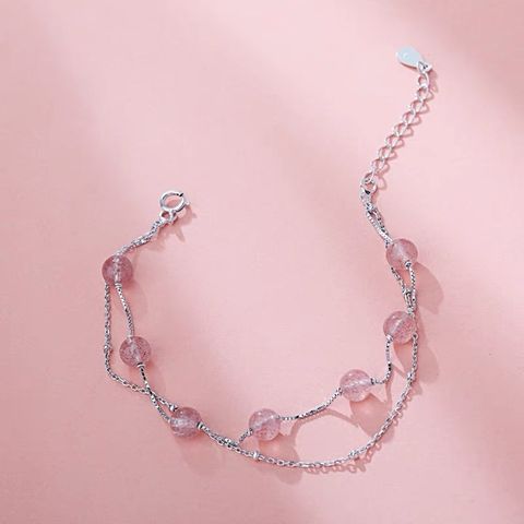 925 Sterling Silver Strawberry Crystal Bracelet