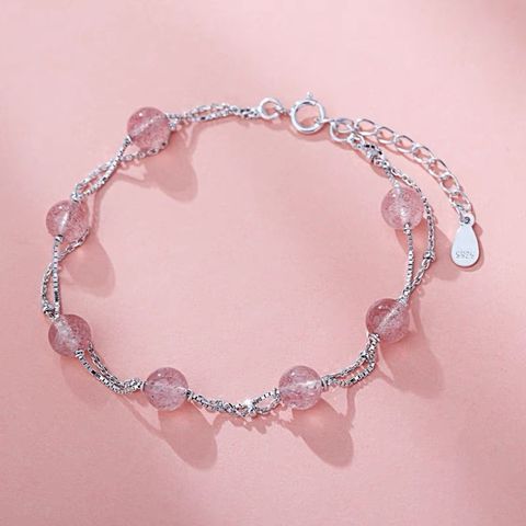 925 Sterling Silver Strawberry Crystal Bracelet