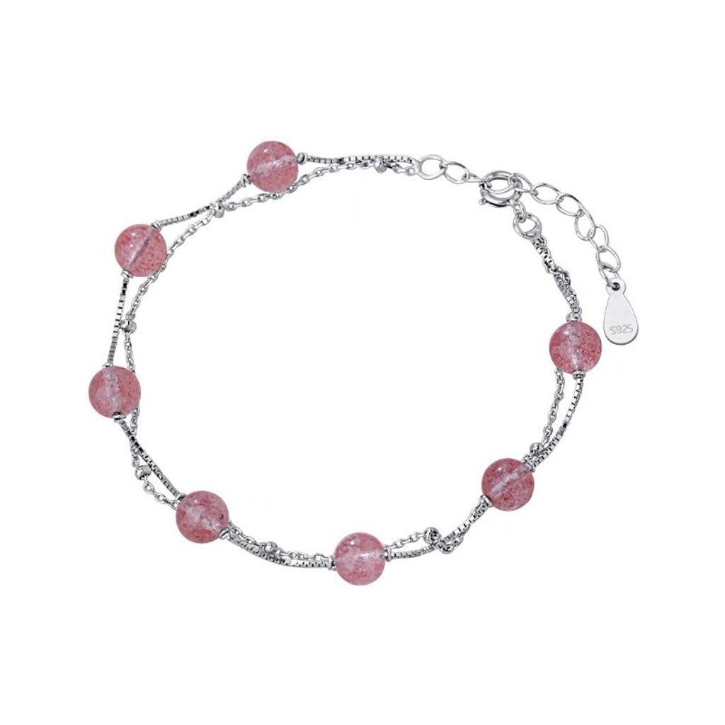 925 Sterling Silver Strawberry Crystal Bracelet