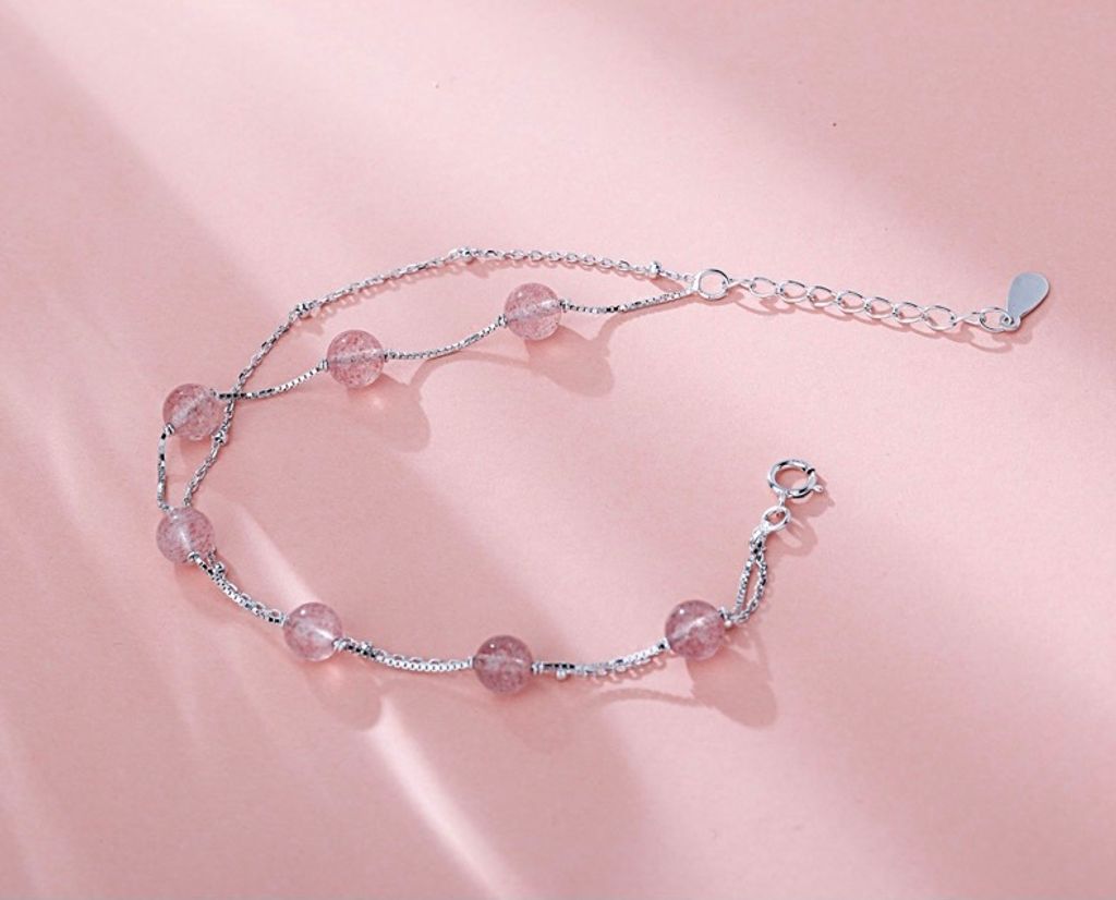 925 Sterling Silver Strawberry Crystal Bracelet