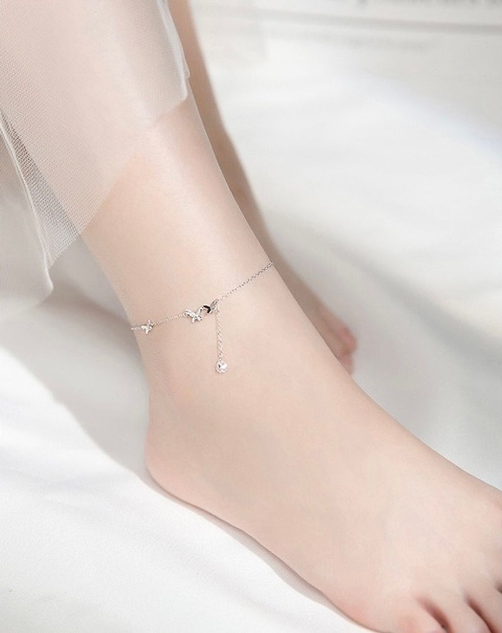 925 Sterling Silver Butterfly Anklet