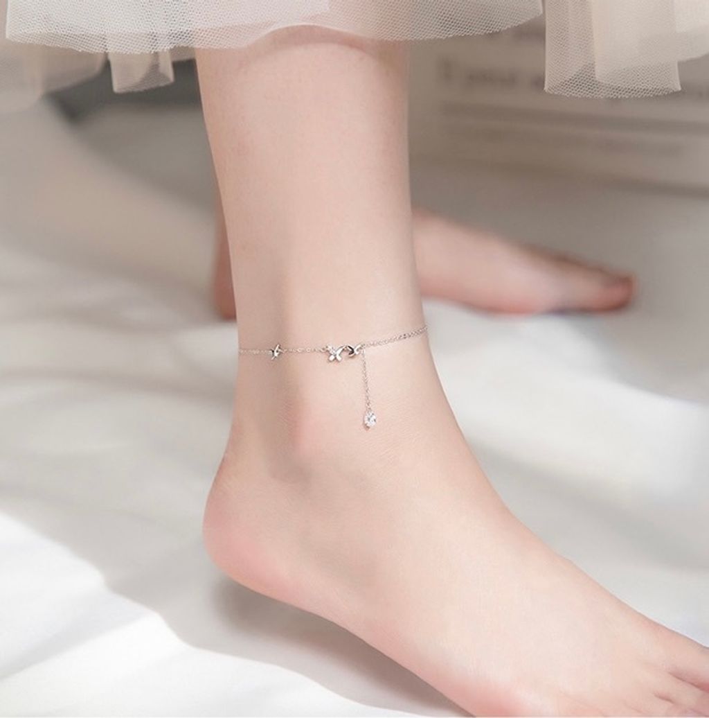 925 Sterling Silver Butterfly Anklet